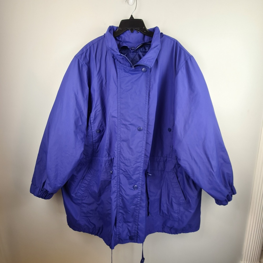Woman Within Purple Anorak Parka Jacket Quilted Lining Plus Size 4X 34/36 Adjust